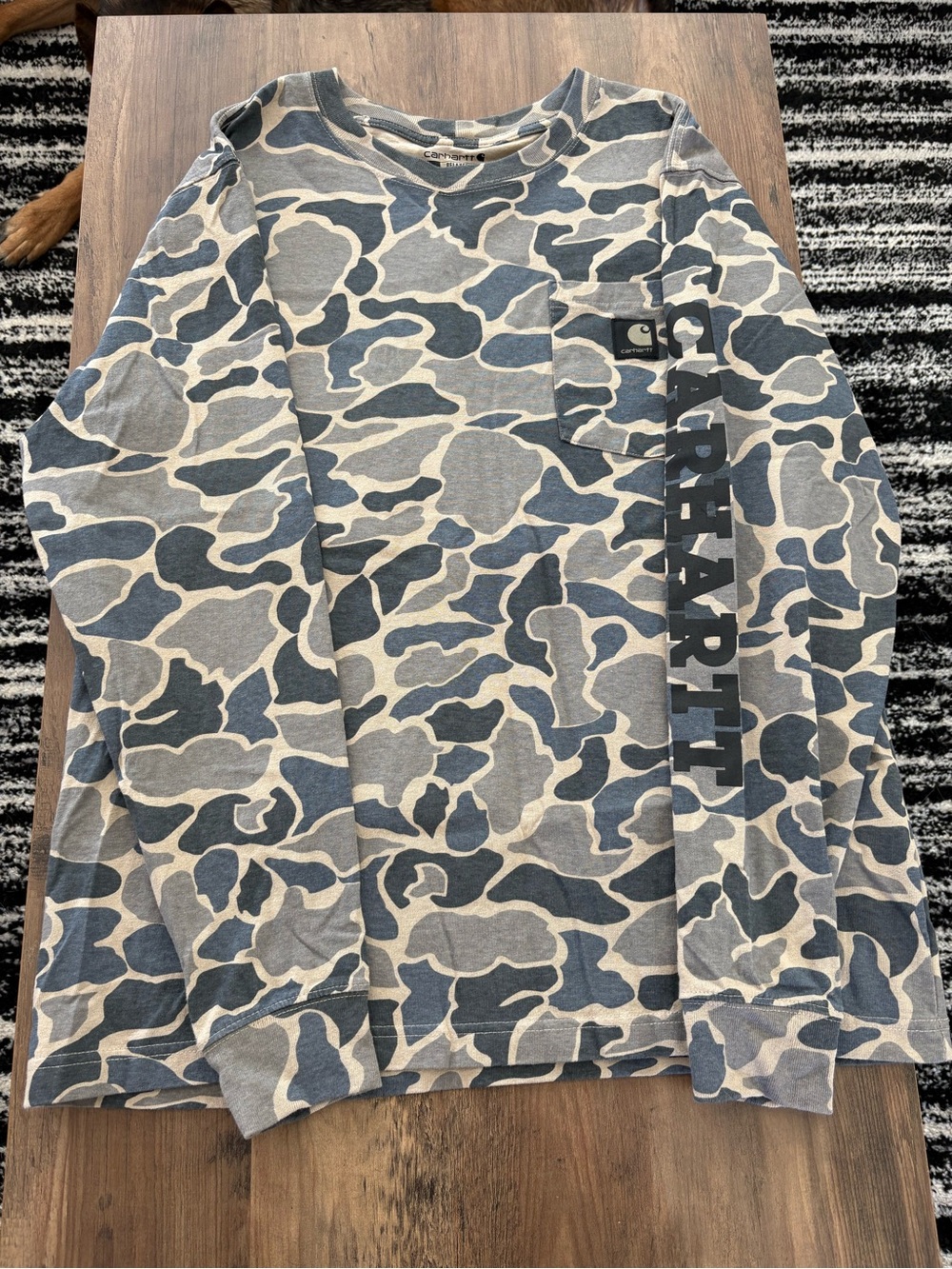 Carhartt Gray & Cream Camo Long-Sleeve Pocket Tee